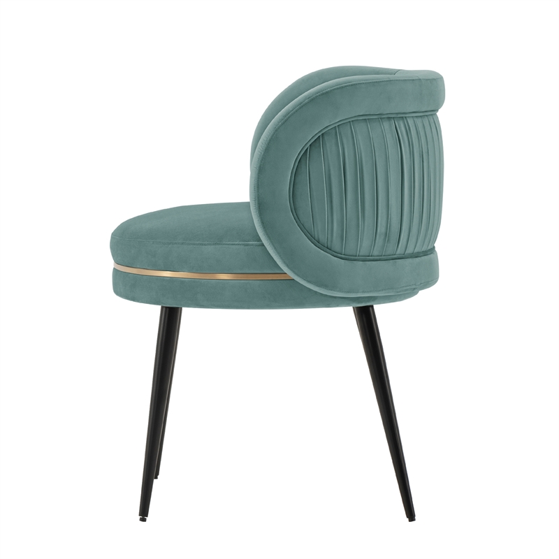 Manhattan Comfort Kaya Solid Wood Base Dining Chair in Mint Green - Set of 2