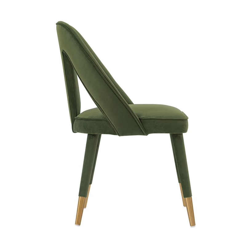 Manhattan Comfort Neda Solid Wood Base Dining Chair in Olive Green - Set of 2