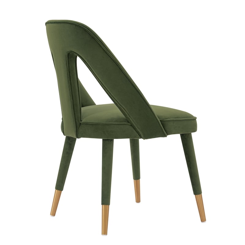 Manhattan Comfort Neda Solid Wood Base Dining Chair in Olive Green - Set of 2