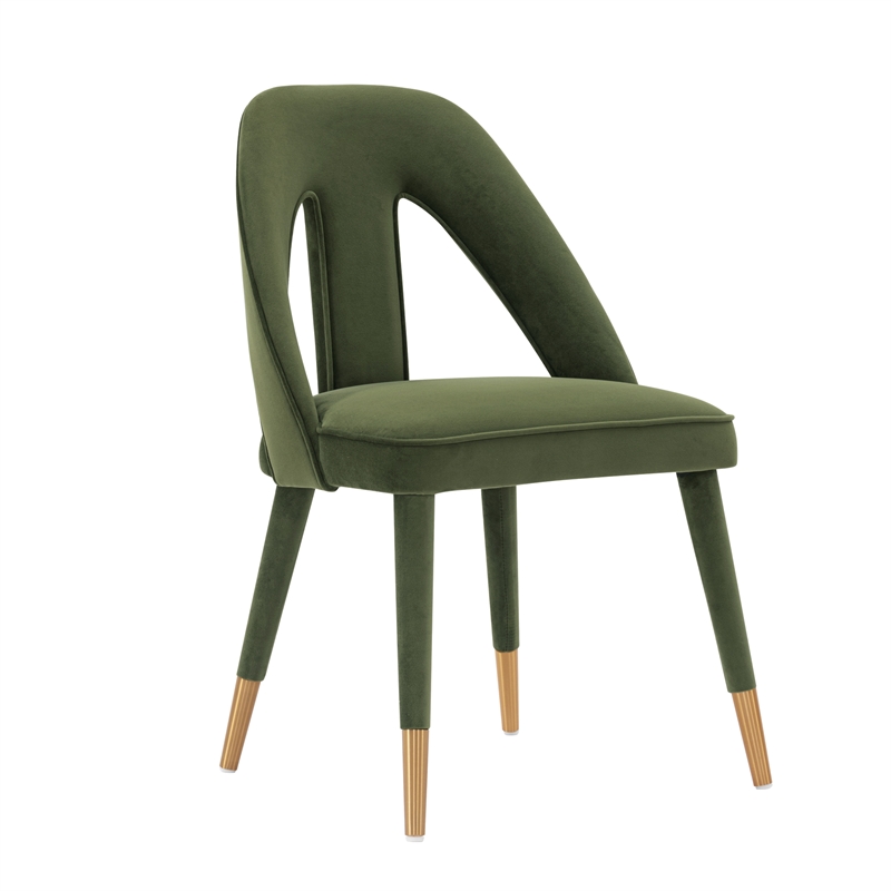 Manhattan Comfort Neda Solid Wood Base Dining Chair in Olive Green - Set of 2