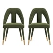Manhattan Comfort Neda Solid Wood Base Dining Chair in Olive Green - Set of 2
