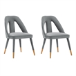 Manhattan Comfort Neda Solid Wood Base Dining Chair in Gray - Set of 2
