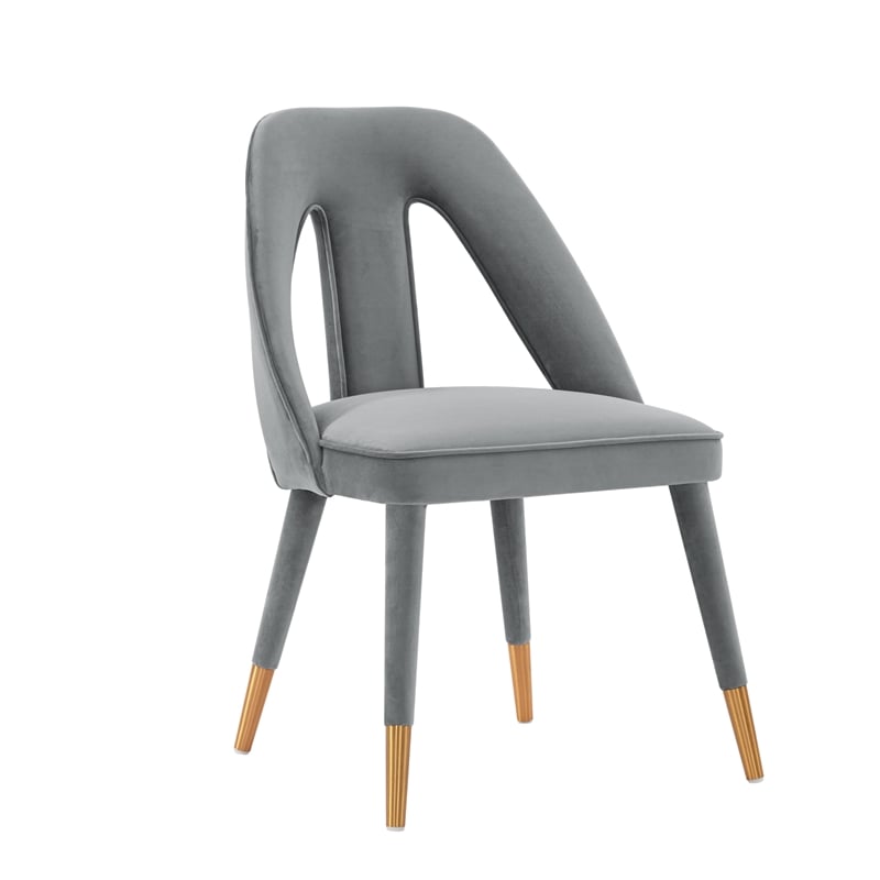 Manhattan Comfort Neda Solid Wood Base Dining Chair in Gray - Set of 2