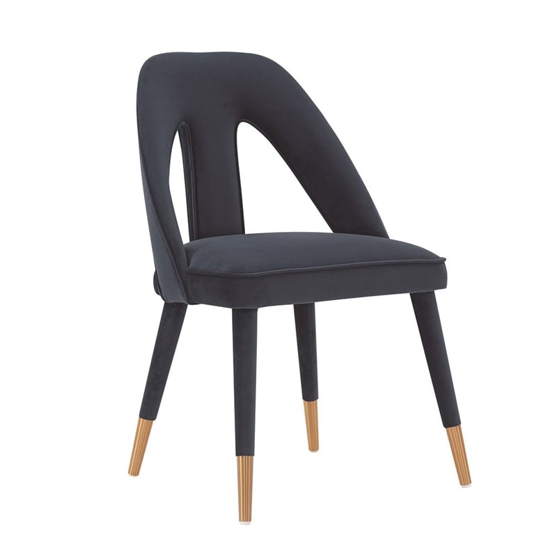 Manhattan Comfort Neda Solid Wood Base Dining Chair in Midnight Blue - Set of 2