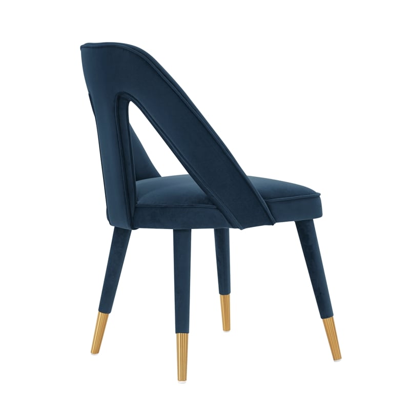 Manhattan Comfort Neda Solid Wood Base Dining Chair in Midnight Blue - Set of 2