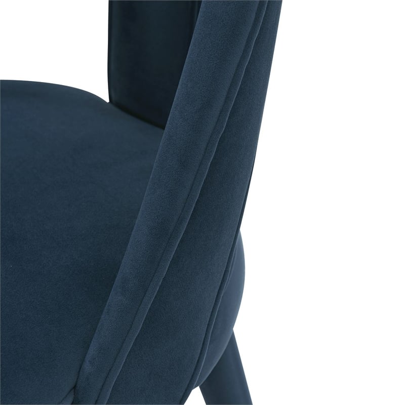 Manhattan Comfort Neda Solid Wood Base Dining Chair in Midnight Blue - Set of 2
