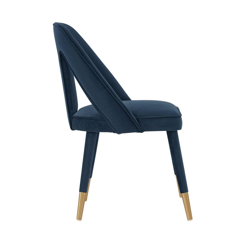 Manhattan Comfort Neda Solid Wood Base Dining Chair in Midnight Blue - Set of 2