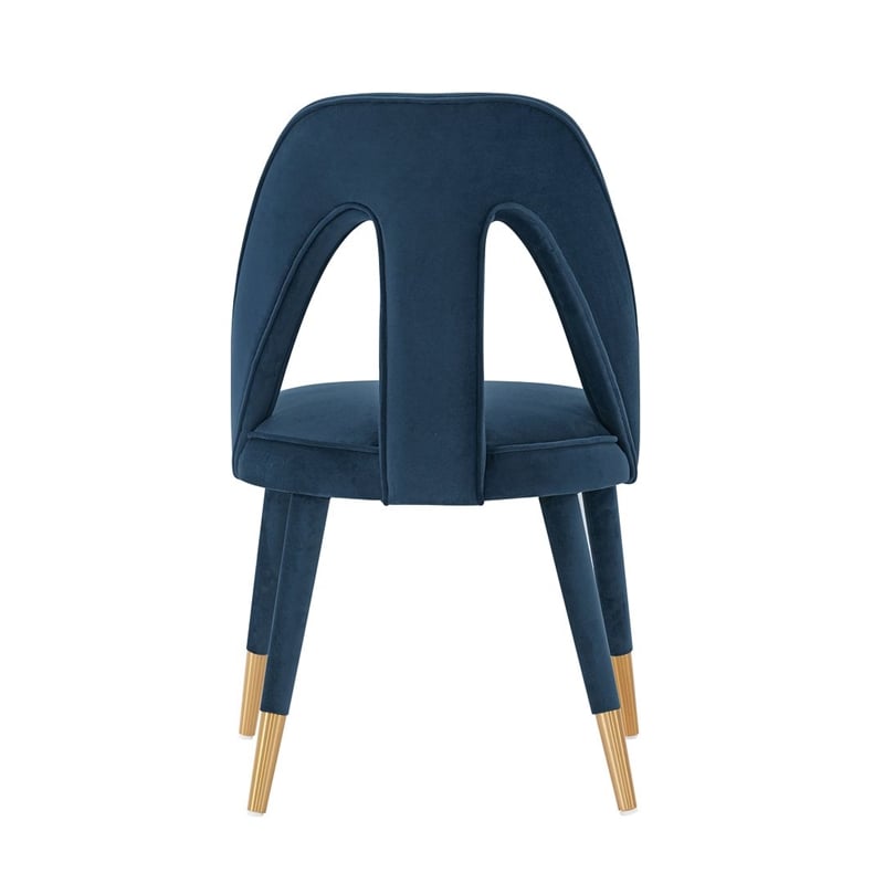 Manhattan Comfort Neda Solid Wood Base Dining Chair in Midnight Blue - Set of 2
