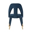Manhattan Comfort Neda Solid Wood Base Dining Chair in Midnight Blue - Set of 2