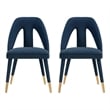 Manhattan Comfort Neda Solid Wood Base Dining Chair in Midnight Blue - Set of 2