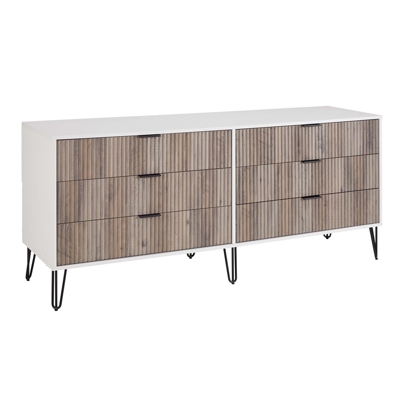 2-Piece DUMBO 5-Drawer Tall Dresser & 6-Drawer Double Low Dresser in Gray