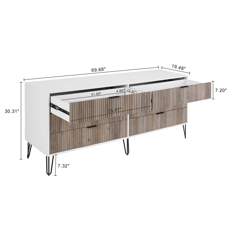 2-Piece DUMBO 5-Drawer Tall Dresser & 6-Drawer Double Low Dresser in Gray