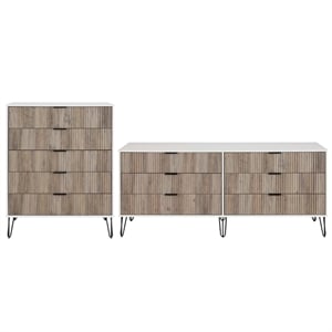 2-Piece DUMBO 5-Drawer Tall Dresser & 6-Drawer Double Low Dresser in Gray