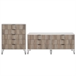 2-Piece DUMBO 5-Drawer Tall Dresser & 6-Drawer Double Low Dresser in Gray