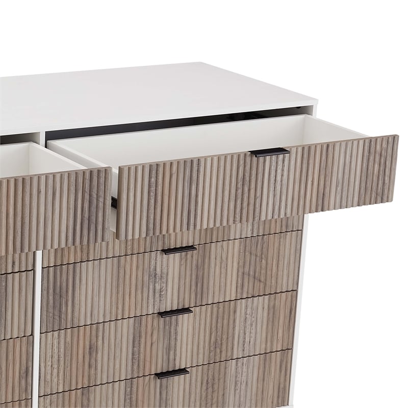 2-Piece DUMBO 5-Drawer Tall Dresser & 10-Drawer Double Tall Dresser - Light Gray