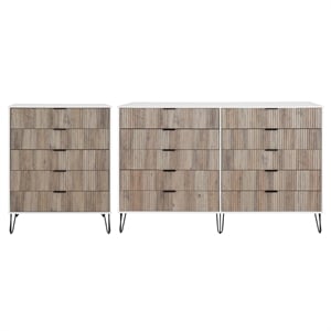 2-Piece DUMBO 5-Drawer Tall Dresser & 10-Drawer Double Tall Dresser - Light Gray