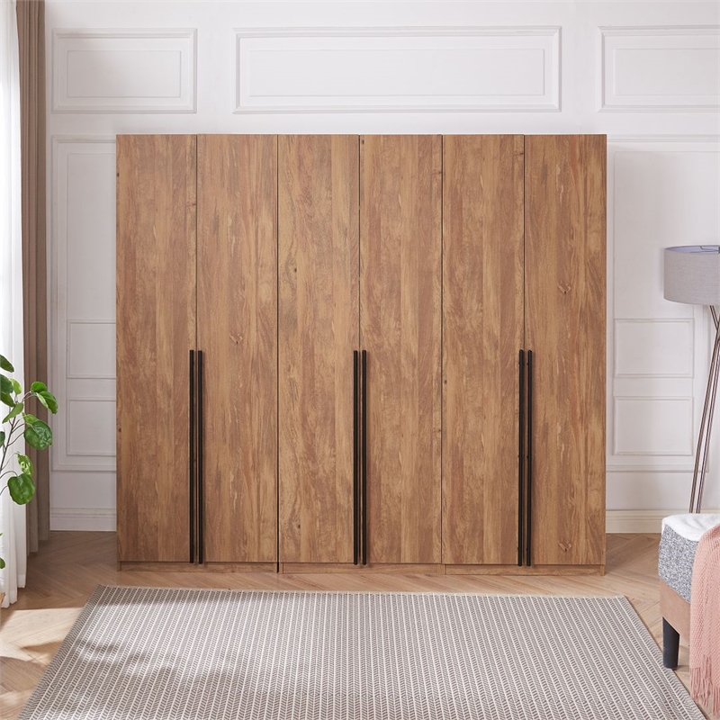 Lee 3-Piece Module Wardrobe Closet from Engineered Wood in Golden Brown
