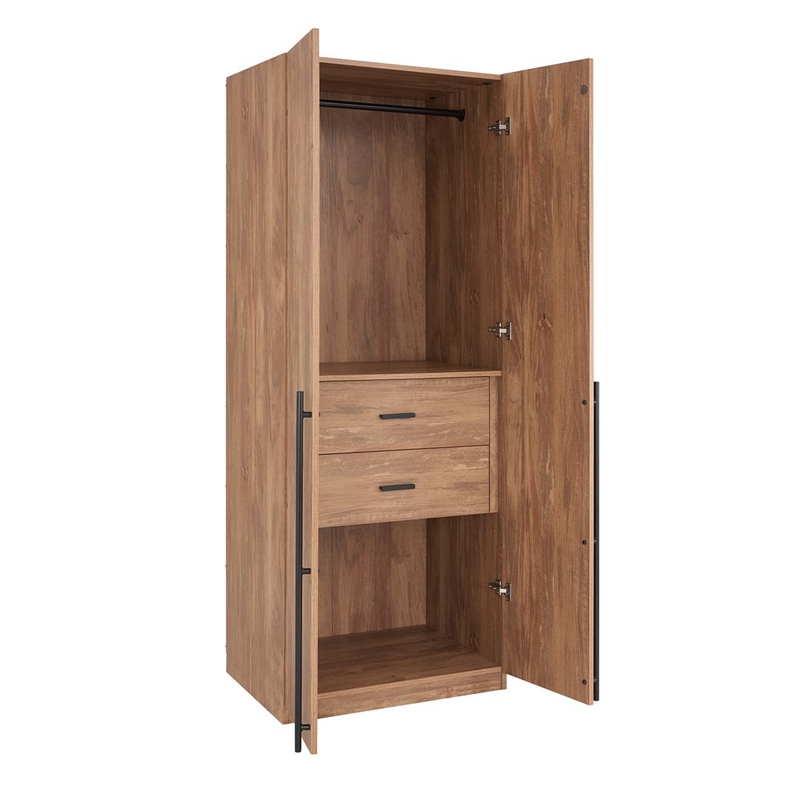 Lee 3-Piece Module Wardrobe Closet from Engineered Wood in Golden Brown
