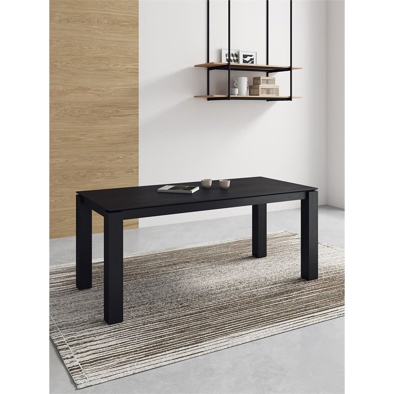 Manhattan Comfort Rockaway 70.86 Solid Wood Dining Table in Black