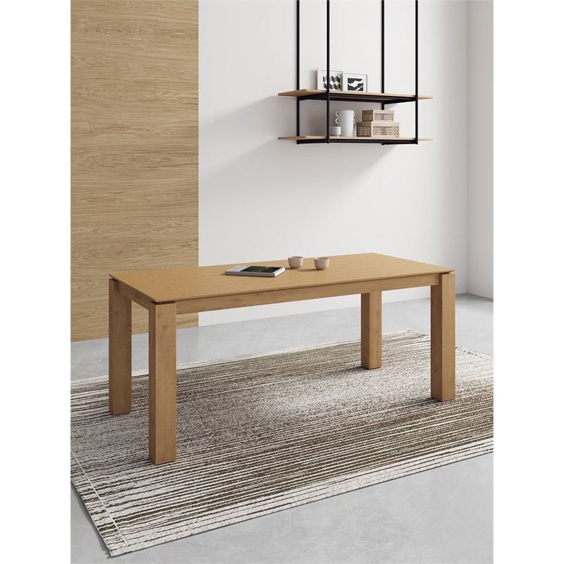 Manhattan Comfort Rockaway 70.86 Solid Wood Dining Table in Natural