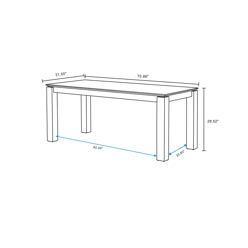 Manhattan Comfort Rockaway 70.86 Solid Wood Dining Table in Natural