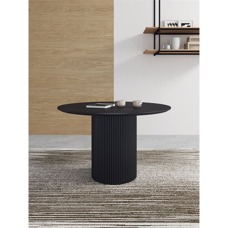 Manhattan Comfort Hathaway 47.24 Solid Wood Round Dining Table in Black