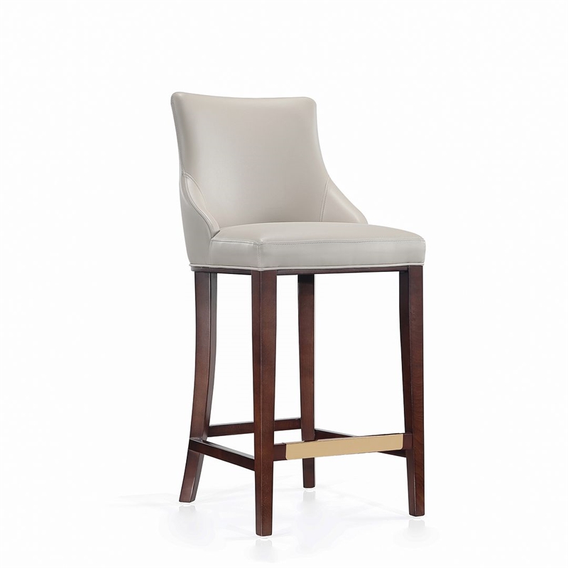 Manhattan Comfort Shubert Barstool with Solid Wood Frame in Light Gray- Set of 2