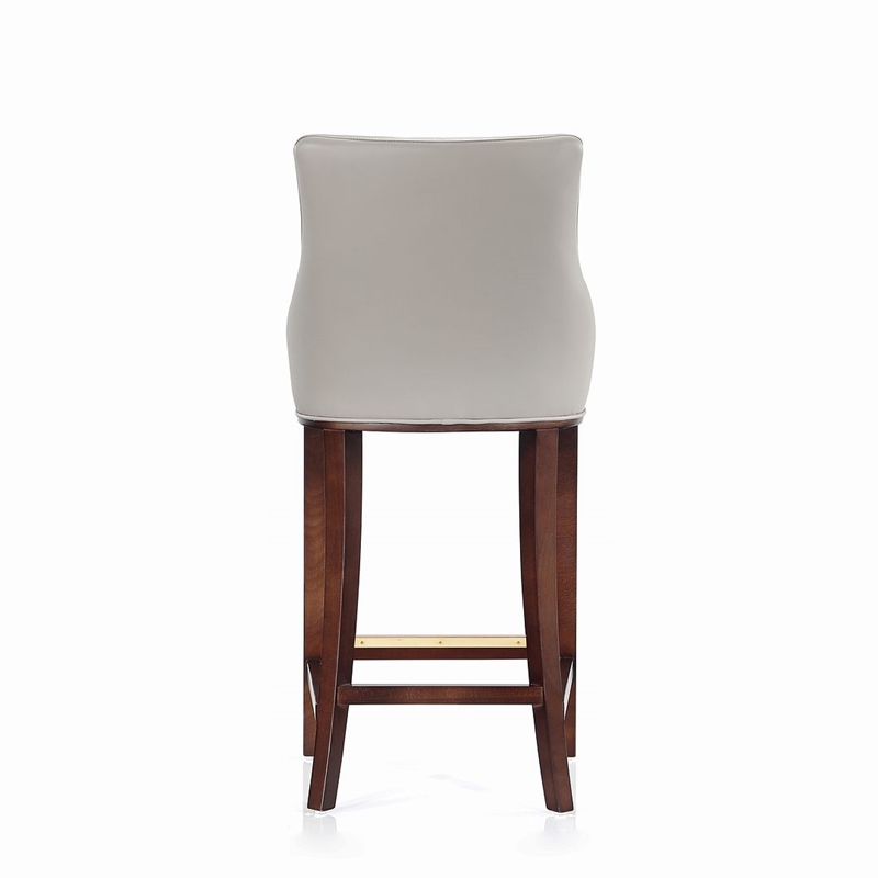 Manhattan Comfort Shubert Barstool with Solid Wood Frame in Light Gray- Set of 2