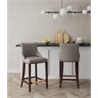 Manhattan Comfort Shubert Barstool with Solid Wood Frame in Dark Taupe- Set of 2