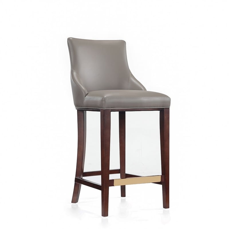 Manhattan Comfort Shubert Barstool with Solid Wood Frame in Dark Taupe- Set of 2