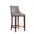 Manhattan Comfort Shubert Barstool with Solid Wood Frame in Dark Taupe- Set of 2