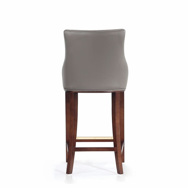 Manhattan Comfort Shubert Barstool with Solid Wood Frame in Dark Taupe- Set of 2