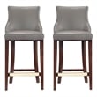 Manhattan Comfort Shubert Barstool with Solid Wood Frame in Dark Taupe- Set of 2