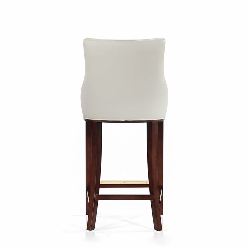 Manhattan Comfort Shubert Barstool with Solid Wood Frame in Ivory- Set of 2