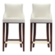 Manhattan Comfort Shubert Barstool with Solid Wood Frame in Ivory- Set of 2