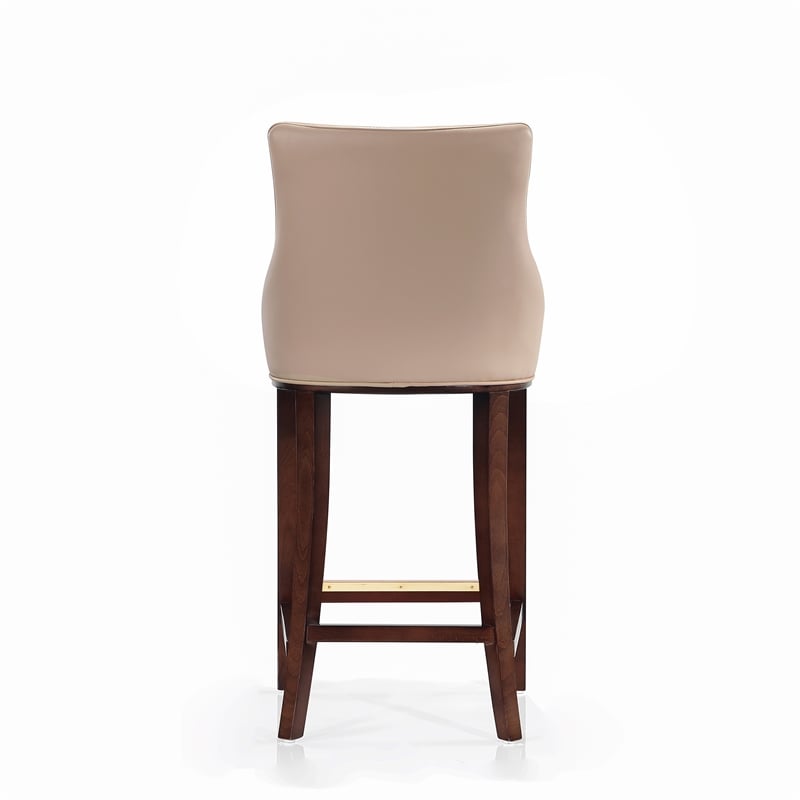Manhattan Comfort Shubert Barstool with Solid Wood Frame in Tan- Set of 2