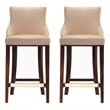 Manhattan Comfort Shubert Barstool with Solid Wood Frame in Tan- Set of 2