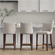 Manhattan Comfort Shubert Barstool with Solid Wood Frame in Light Gray- Set of 3