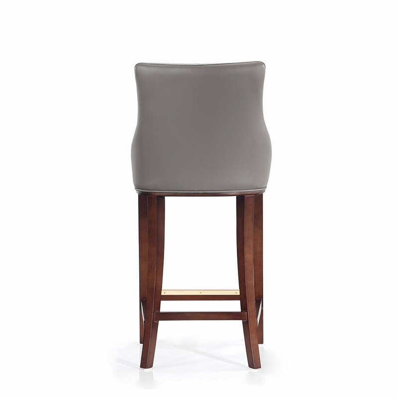 Manhattan Comfort Shubert Barstool with Solid Wood Frame in Dark Taupe- Set of 3