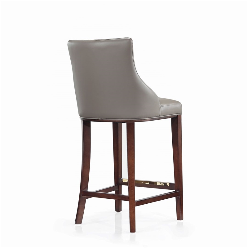 Manhattan Comfort Shubert Barstool with Solid Wood Frame in Dark Taupe- Set of 3