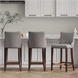 Manhattan Comfort Shubert Barstool with Solid Wood Frame in Dark Taupe- Set of 3