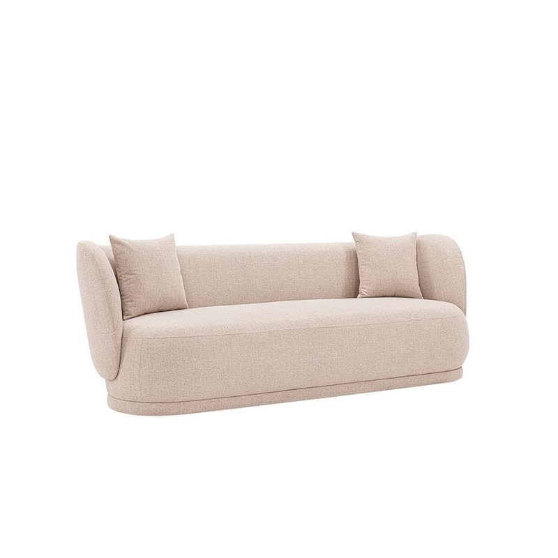 Manhattan Comfort Siri Sofa with Solid Wood Frame and Pillows in Wheat