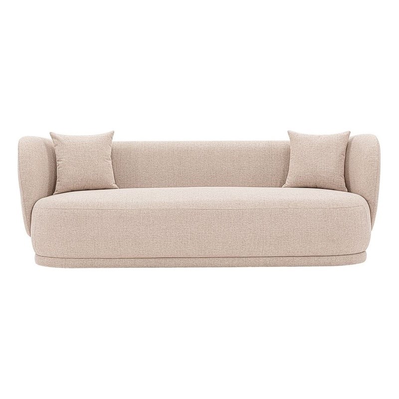 Manhattan Comfort Siri Sofa with Solid Wood Frame and Pillows in Wheat