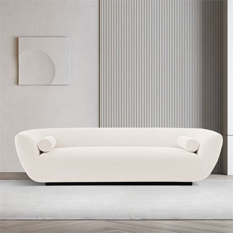 Manhattan Comfort Siri Sofa with Solid Wood Frame and Pillows in Cream