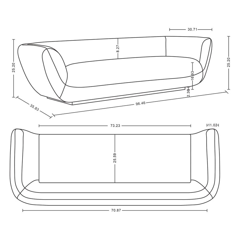 Manhattan Comfort Siri Sofa with Solid Wood Frame and Pillows in Cream