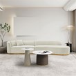 Daria Chenille Sofa Sectional with Solid Wood Frame and Pillows in Ivory