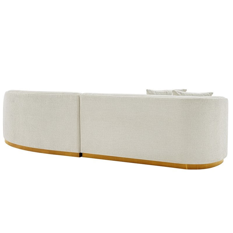 Daria Chenille Sofa Sectional with Solid Wood Frame and Pillows in Ivory