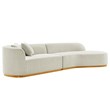 Daria Chenille Sofa Sectional with Solid Wood Frame and Pillows in Ivory