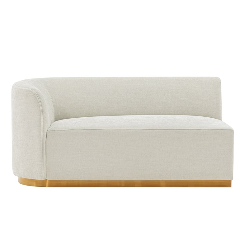 Daria Chenille Sofa Sectional with Solid Wood Frame and Pillows in Ivory