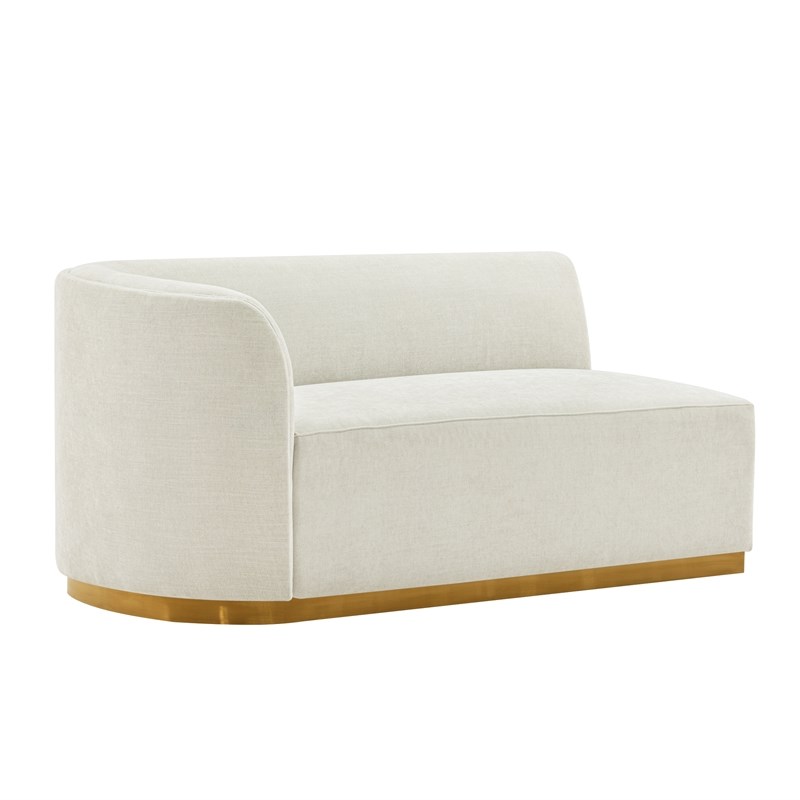 Daria Chenille Sofa Sectional with Solid Wood Frame and Pillows in Ivory